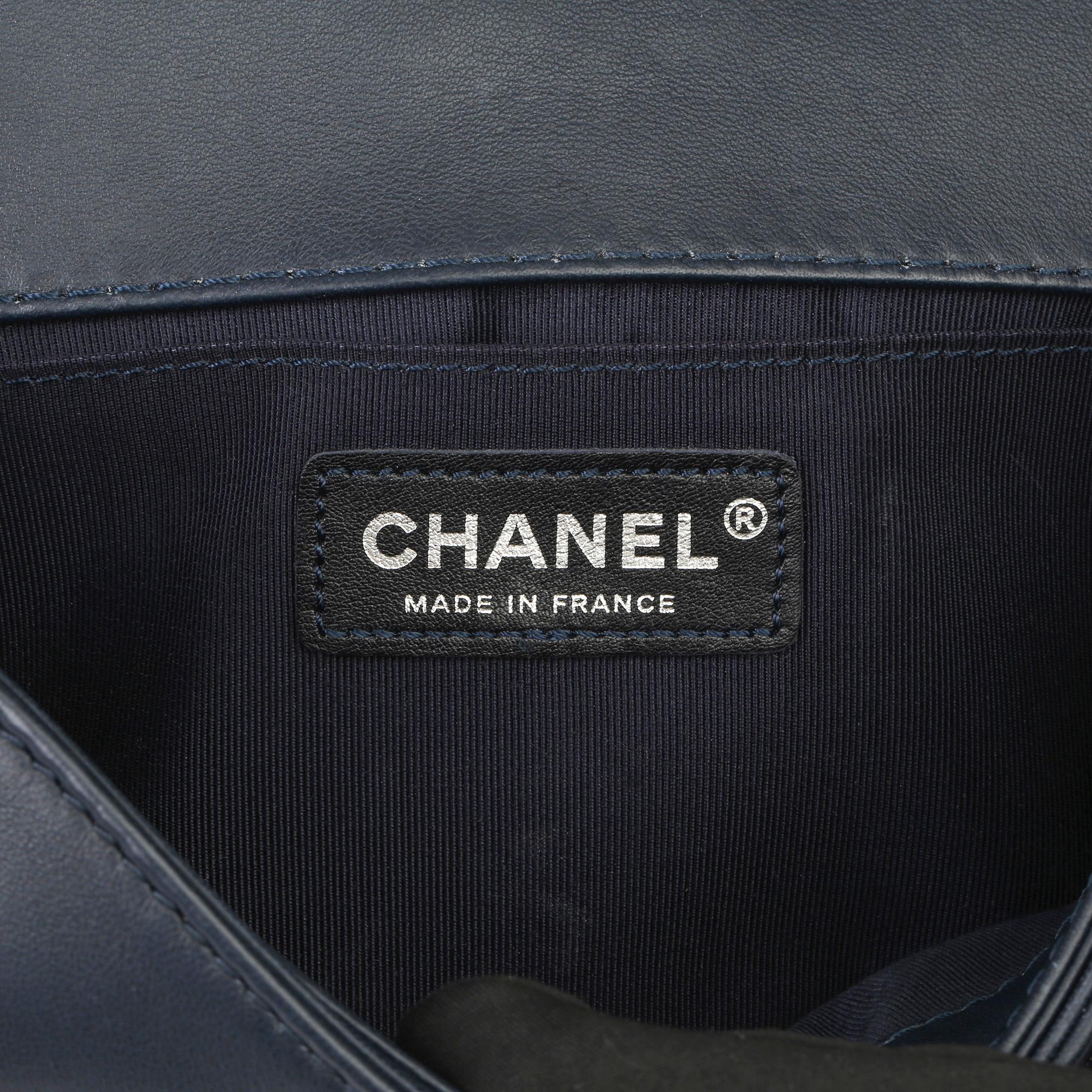 2014 Chanel Blue Quilted Lambkin & Denim Multi-Tweed Enchained Medium Le Boy 4