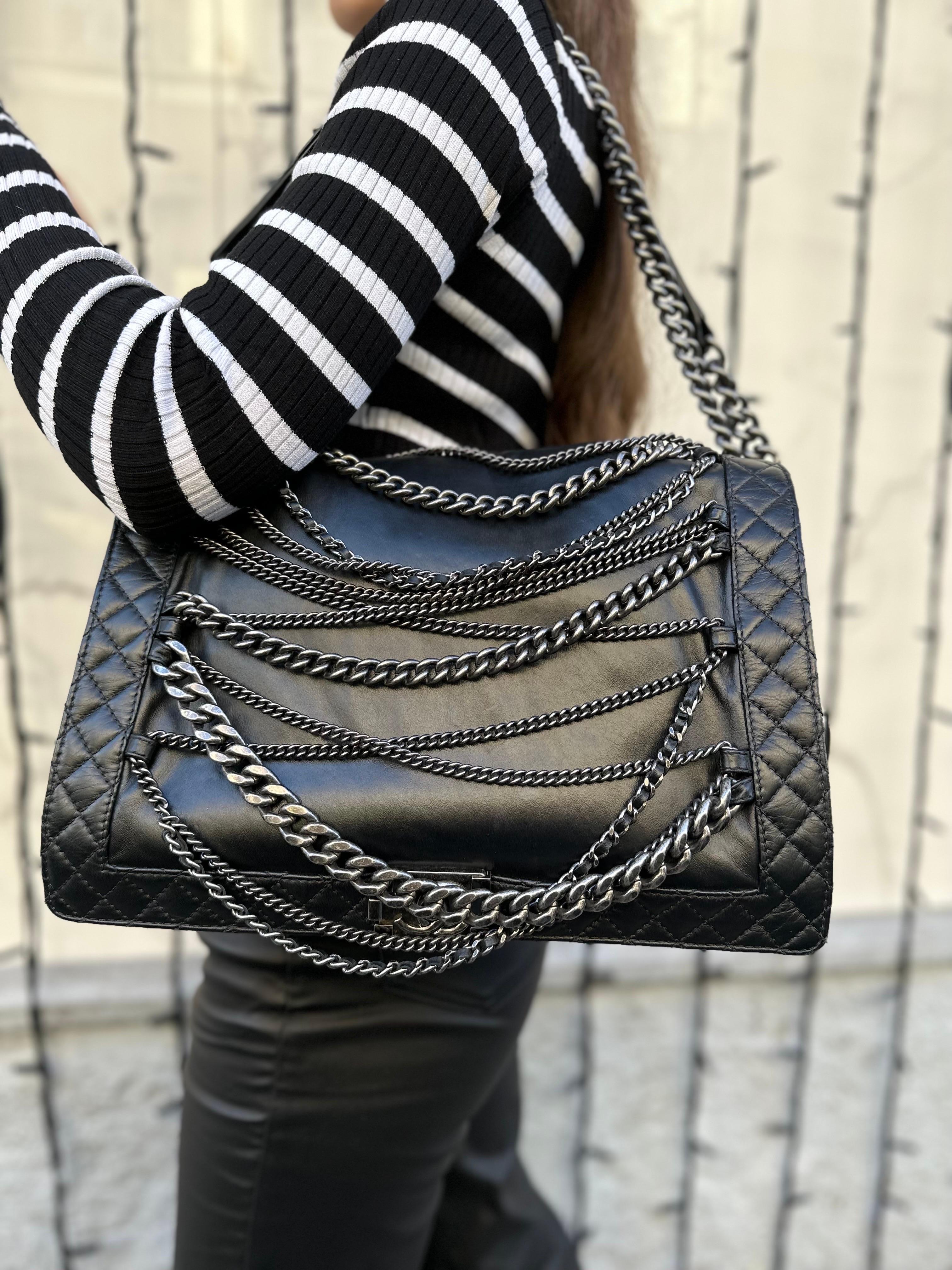 2014 Chanel Boy XL Limited Edition Shoulder Bag Multi Chains 12