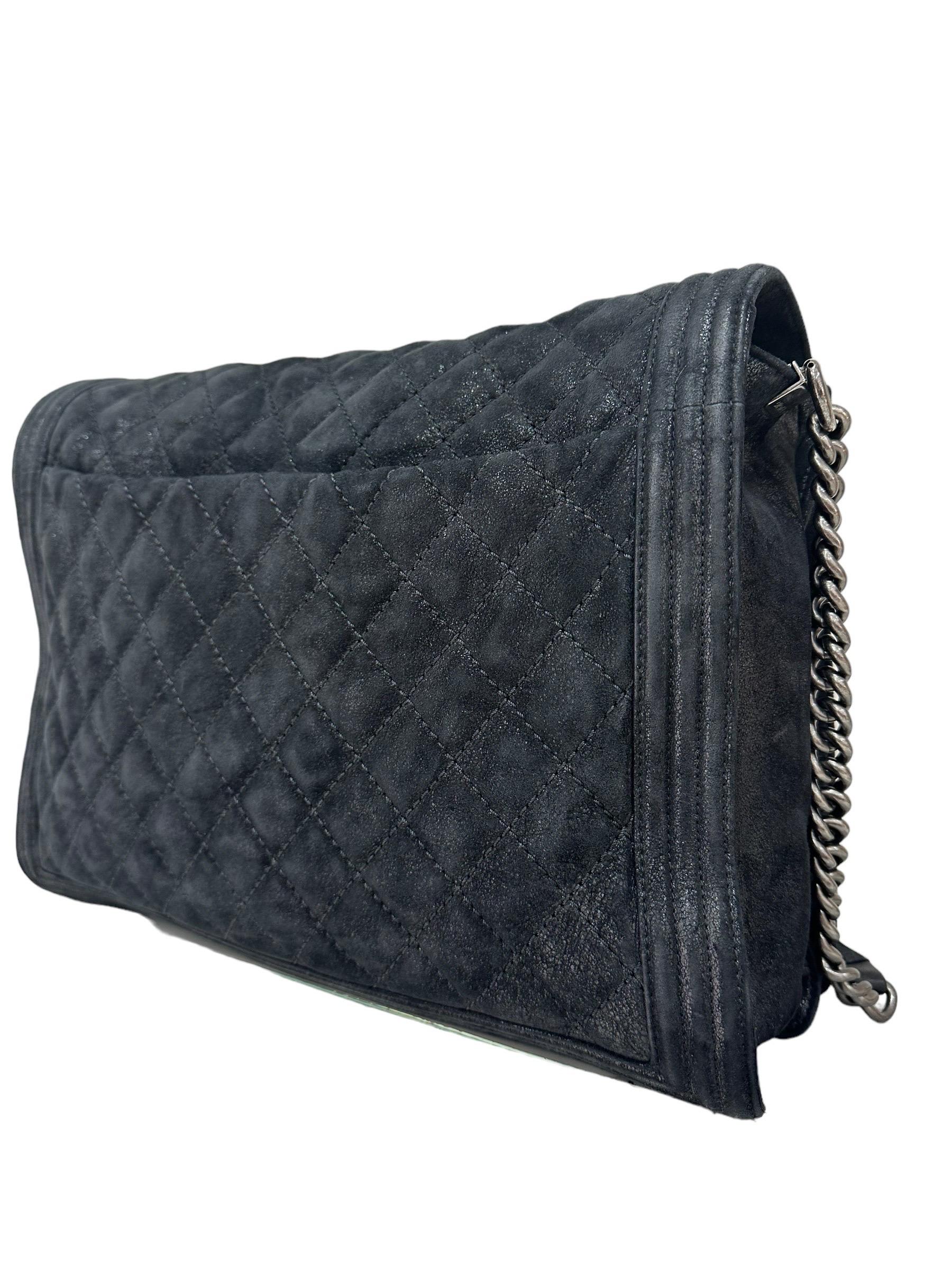 2014 Chanel Boy XL Scamosciato Lurex Nera Borsa a Tracolla For Sale 6