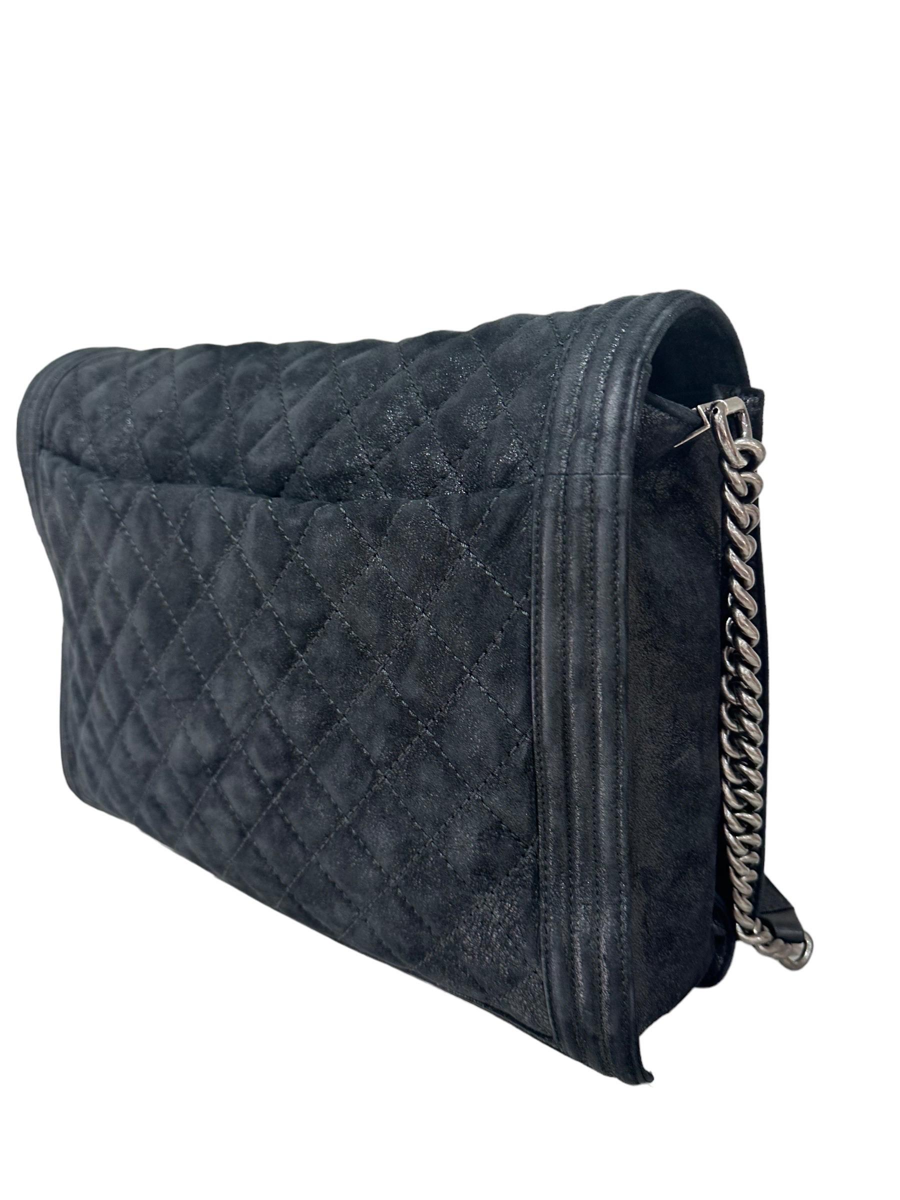 2014 Chanel Boy XL Scamosciato Lurex Nera Borsa a Tracolla  For Sale 8