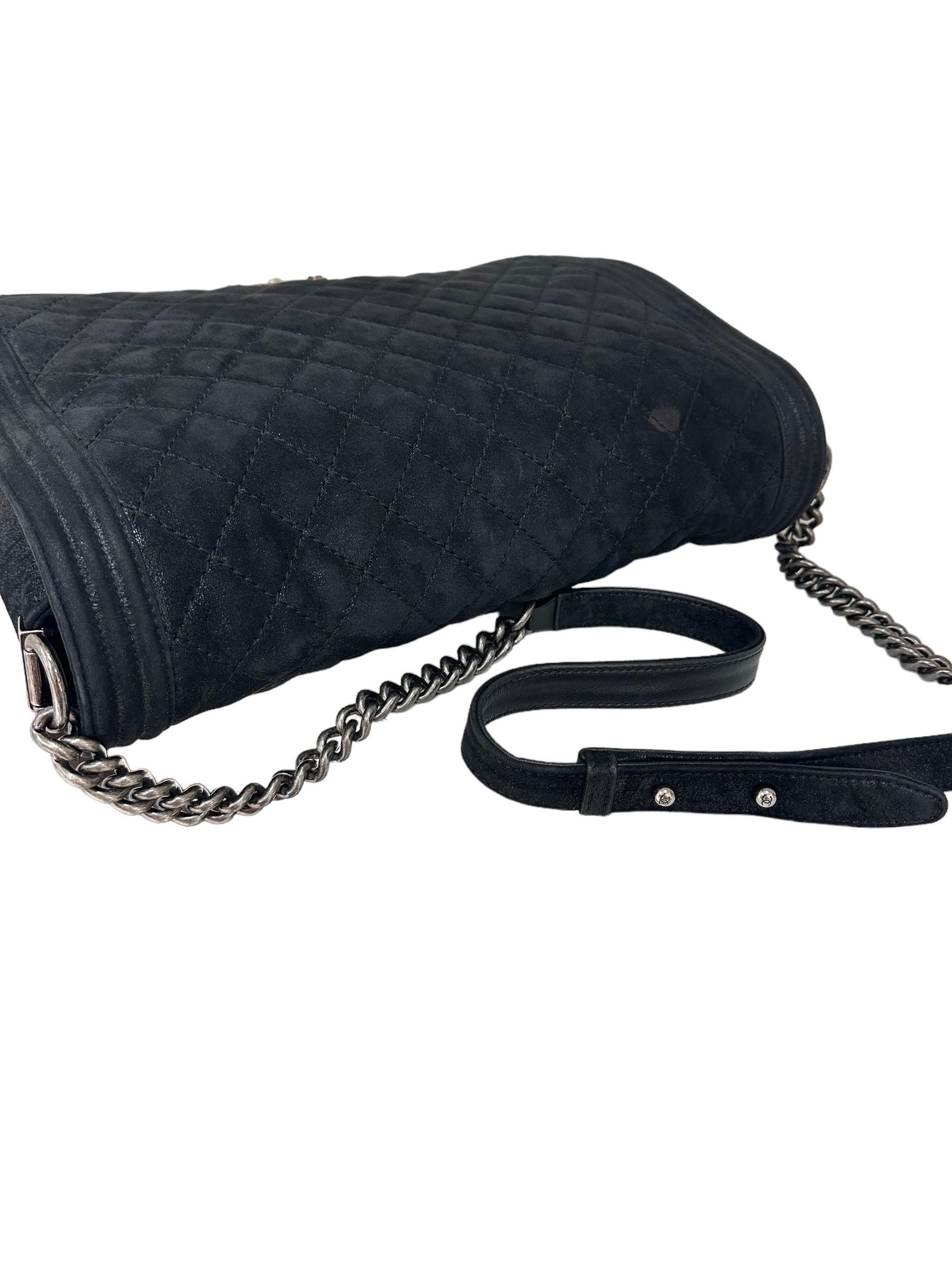 2014 Chanel Boy XL Scamosciato Lurex Nera Borsa a Tracolla For Sale 9