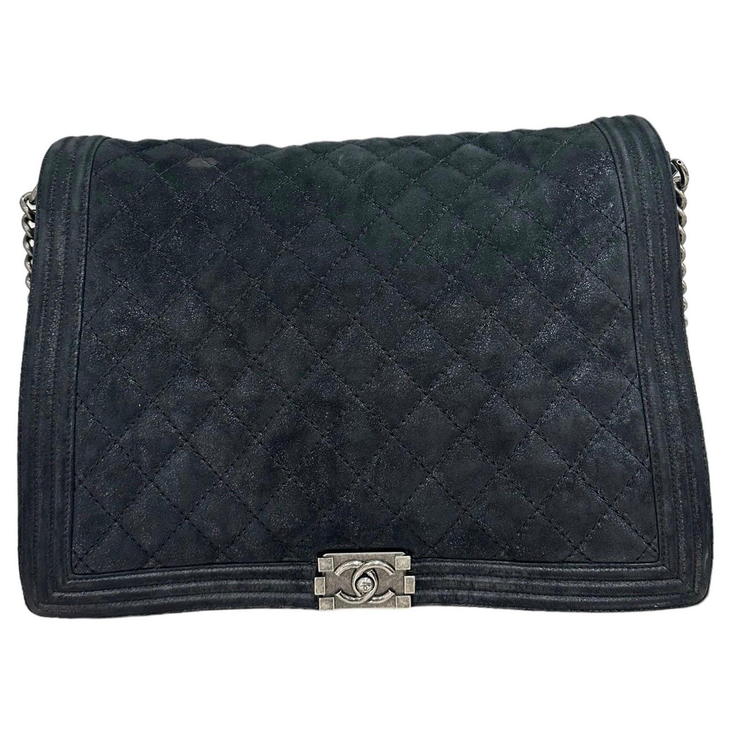 2014 Chanel Boy XL Scamosciato Lurex Nera Borsa a Tracolla