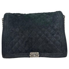2014 Chanel Boy XL Scamosciato Lurex Nera Borsa a Tracolla
