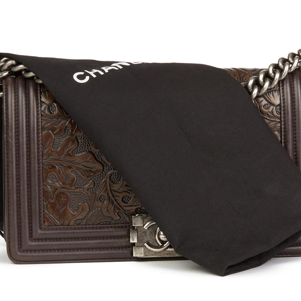 2014 Chanel Brown Embossed Calfskin Leather Paris-Dallas Cordoba Medium Le Boy 6