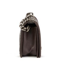 2014 Chanel Brown Embossed Calfskin Leather Paris-Dallas Cordoba Medium Le Boy