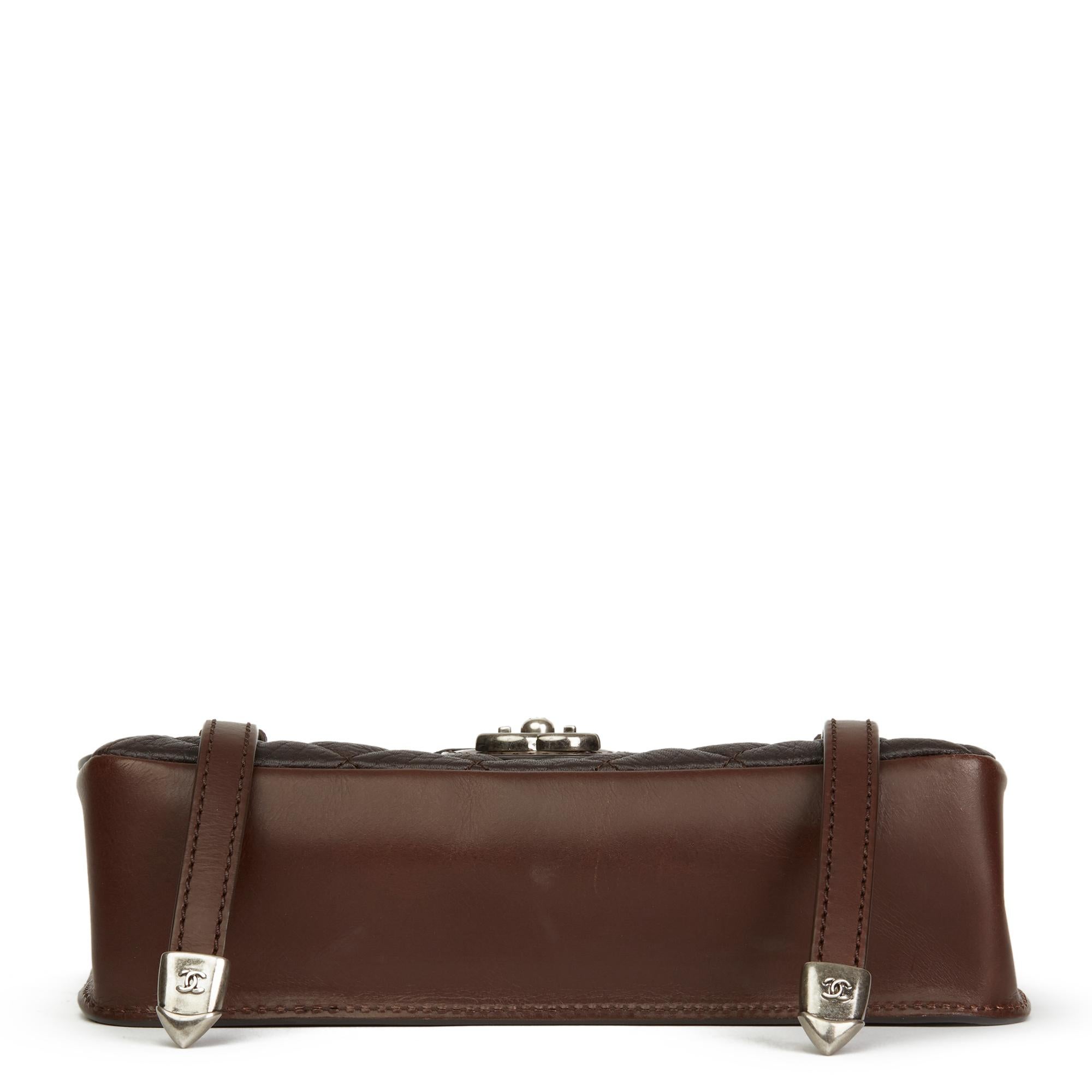 Women's 2014 Chanel Brown Studded Calfskin Leather Paris-Dallas Studded Buckle Flap Bag