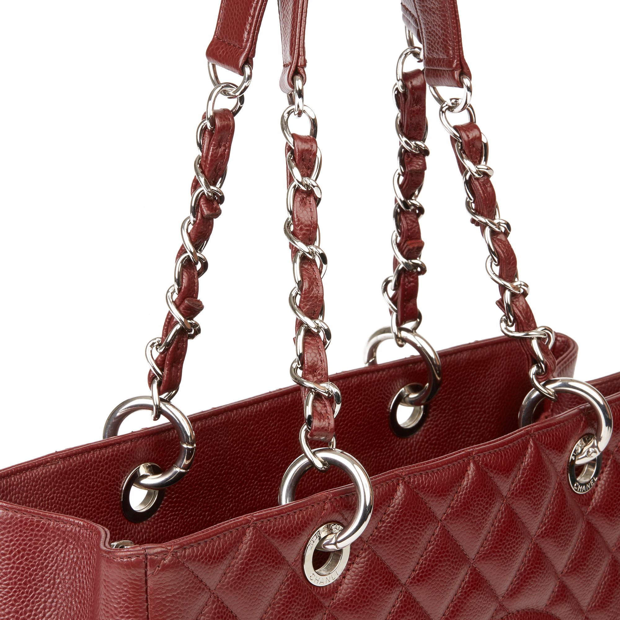 2014 Chanel Burgundy Quilted Caviar Leather Grand Shopping Tote GST 1