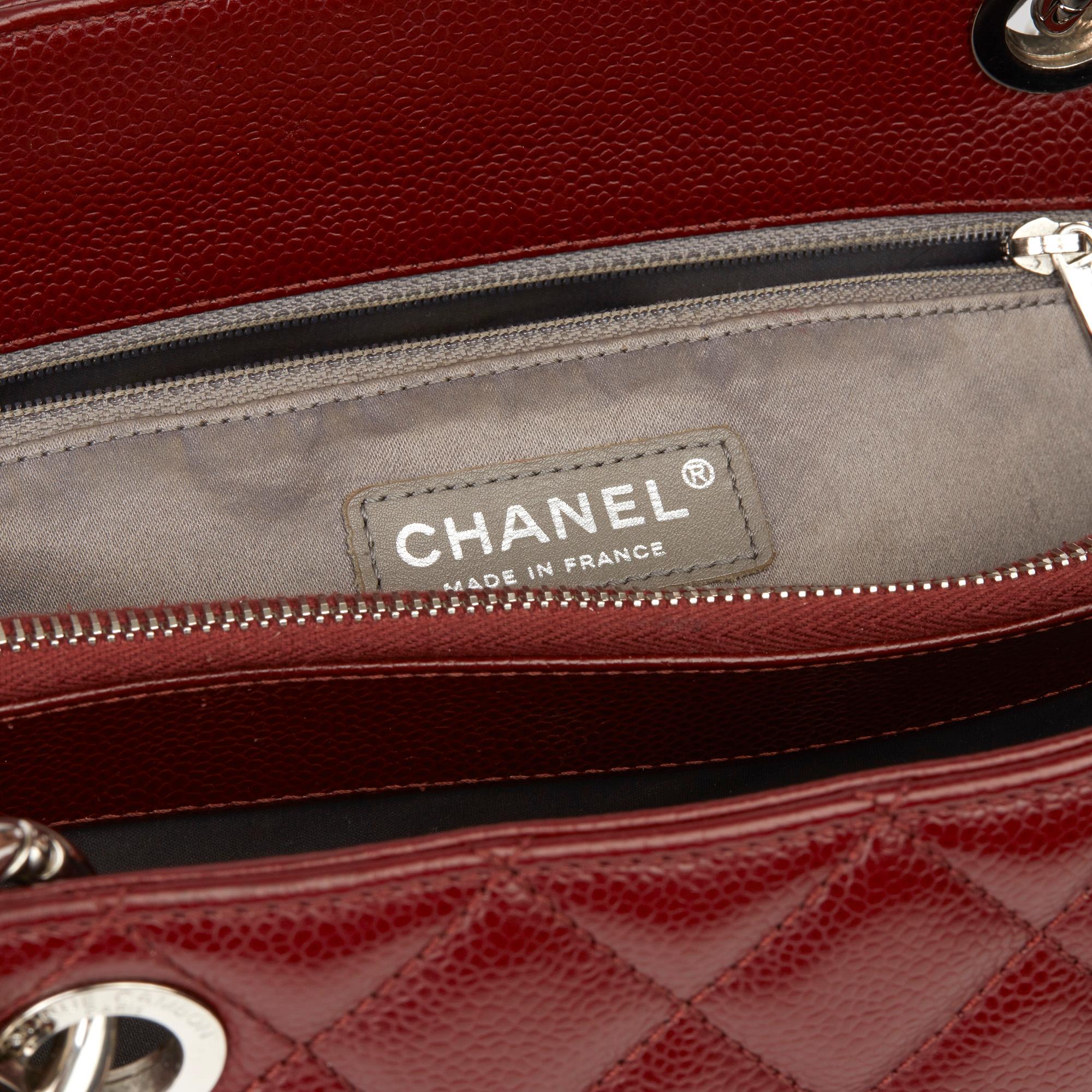 2014 Chanel Burgundy Quilted Caviar Leather Grand Shopping Tote GST 2