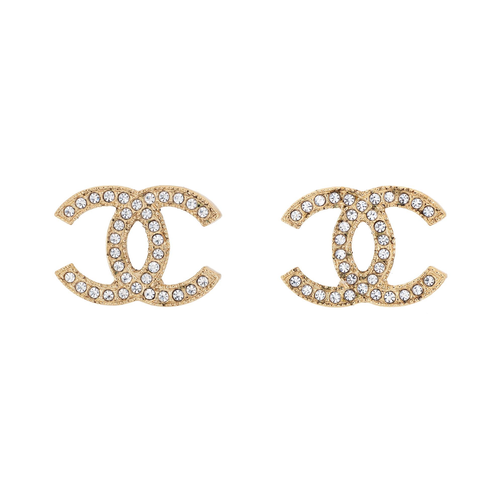 chanel diamond cc earrings