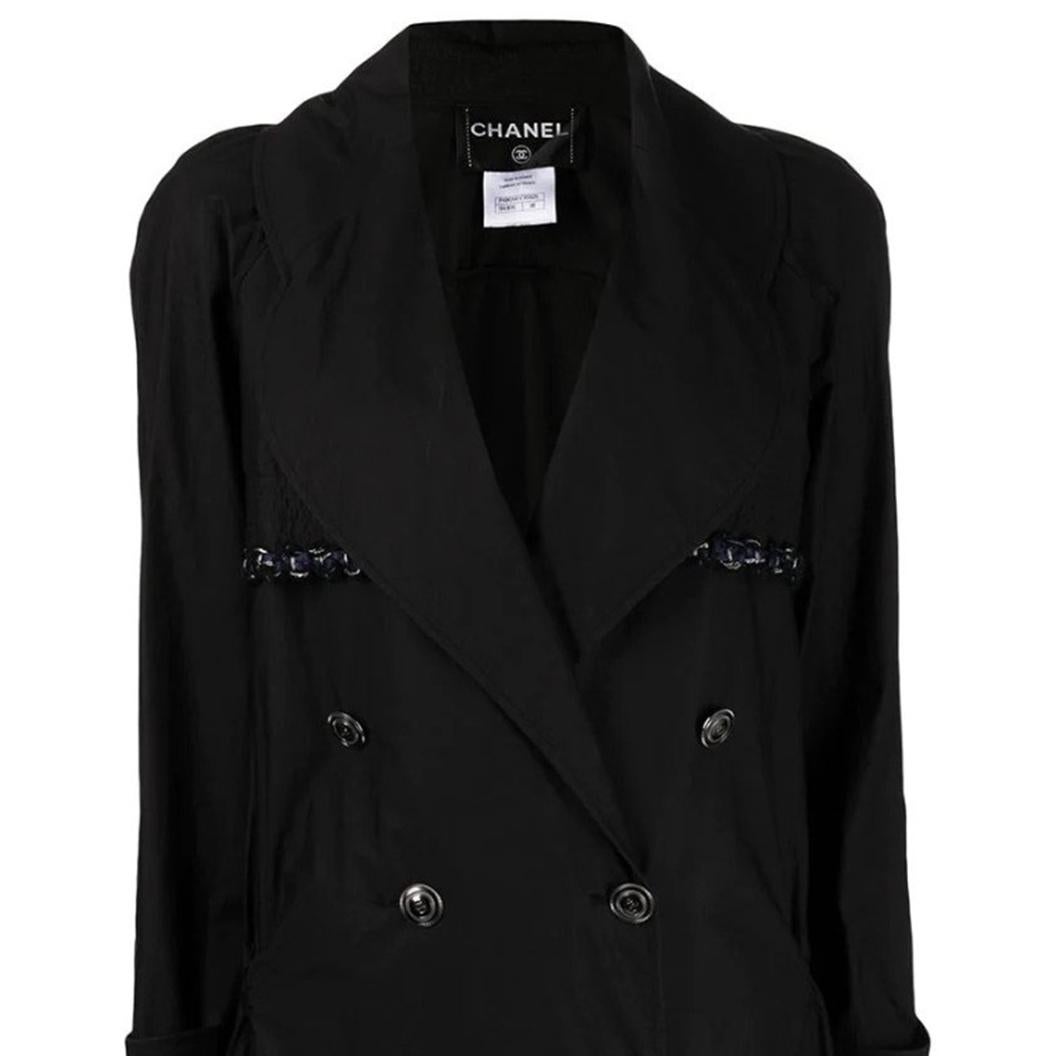 Black Chanel Chain-link Trench Coat