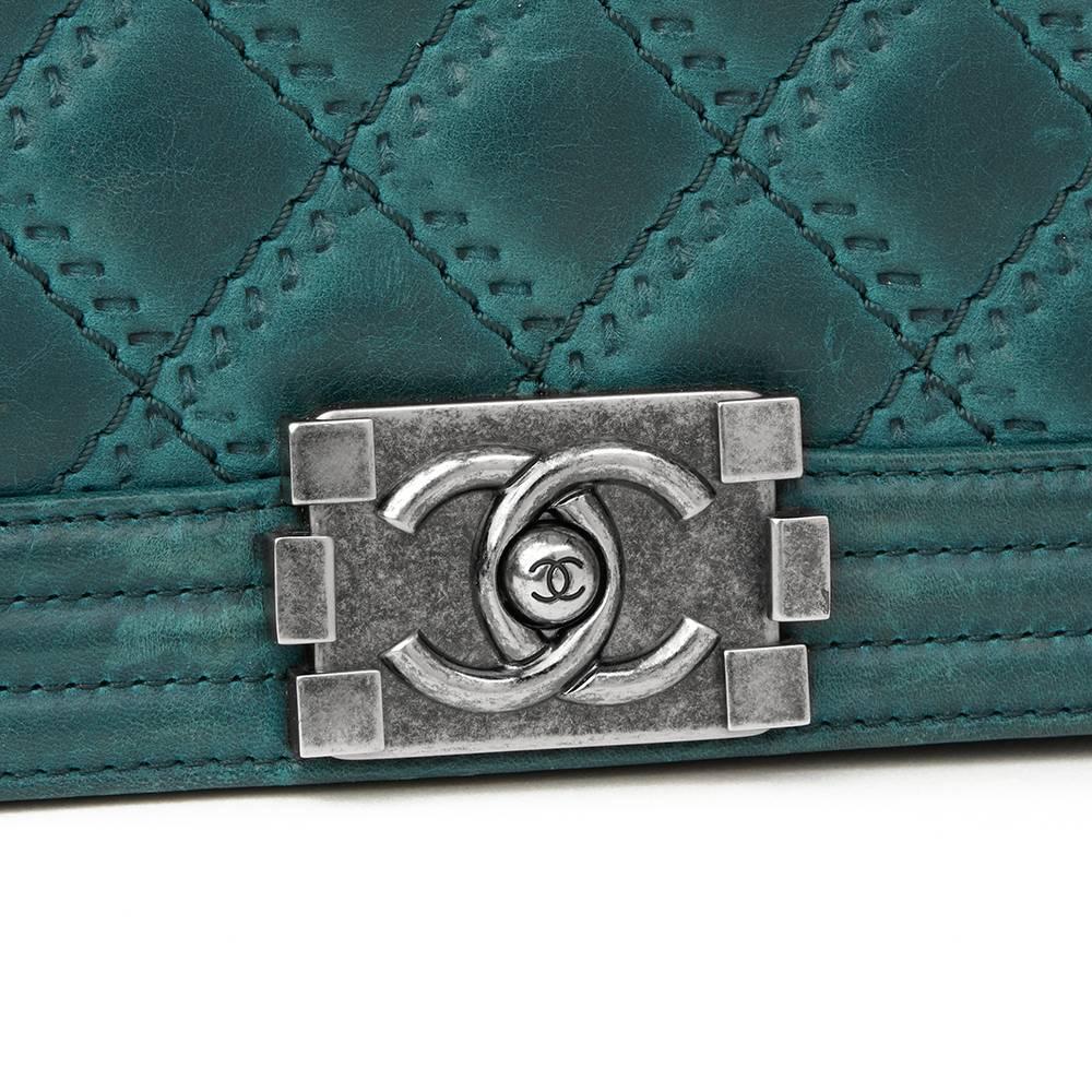 Women's 2014 Chanel Double-Stitch Quilted Aged Calfskin Leather Small Le Boy