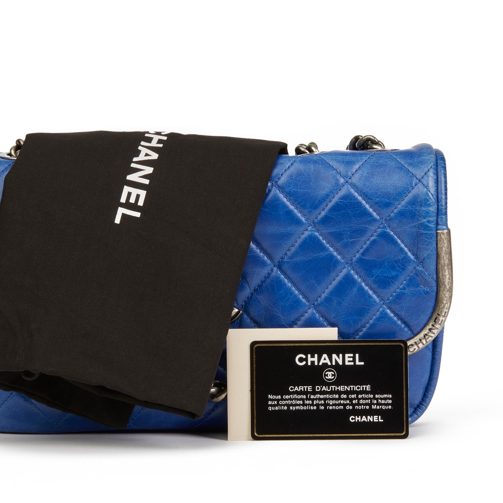2014 Chanel Electric Blue Quilted Aged Calfskin Leather Single Flap Bag 5