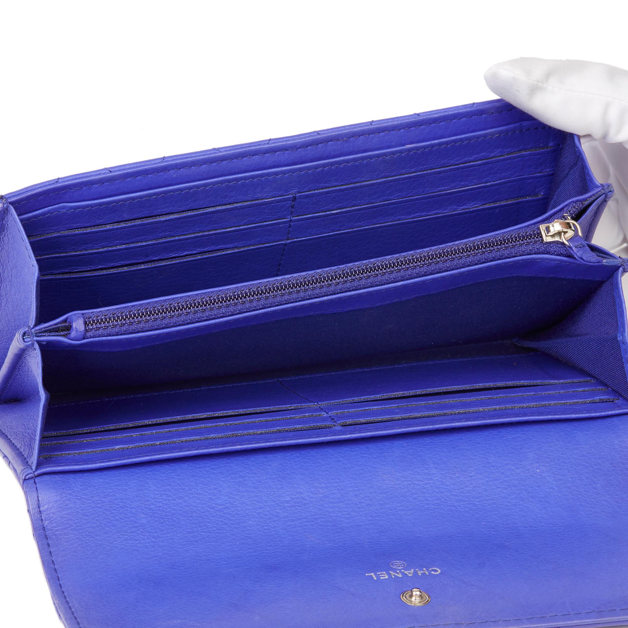 2014 Chanel Electric Blue Quilted Lambskin Wallet 6