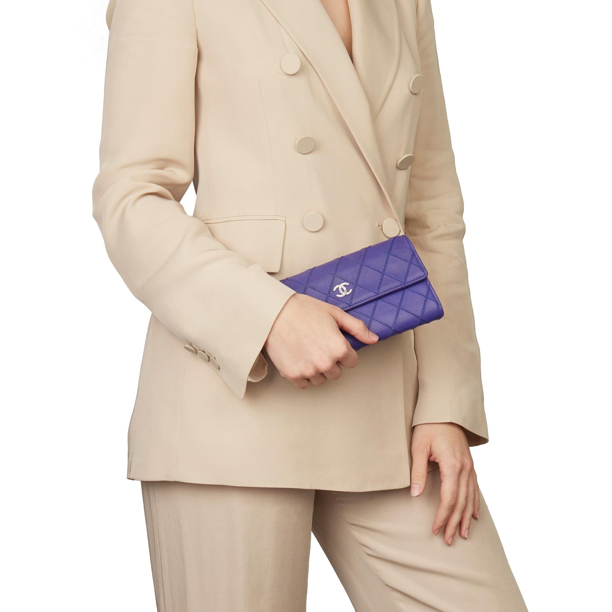 2014 Chanel Electric Blue Quilted Lambskin Wallet 10