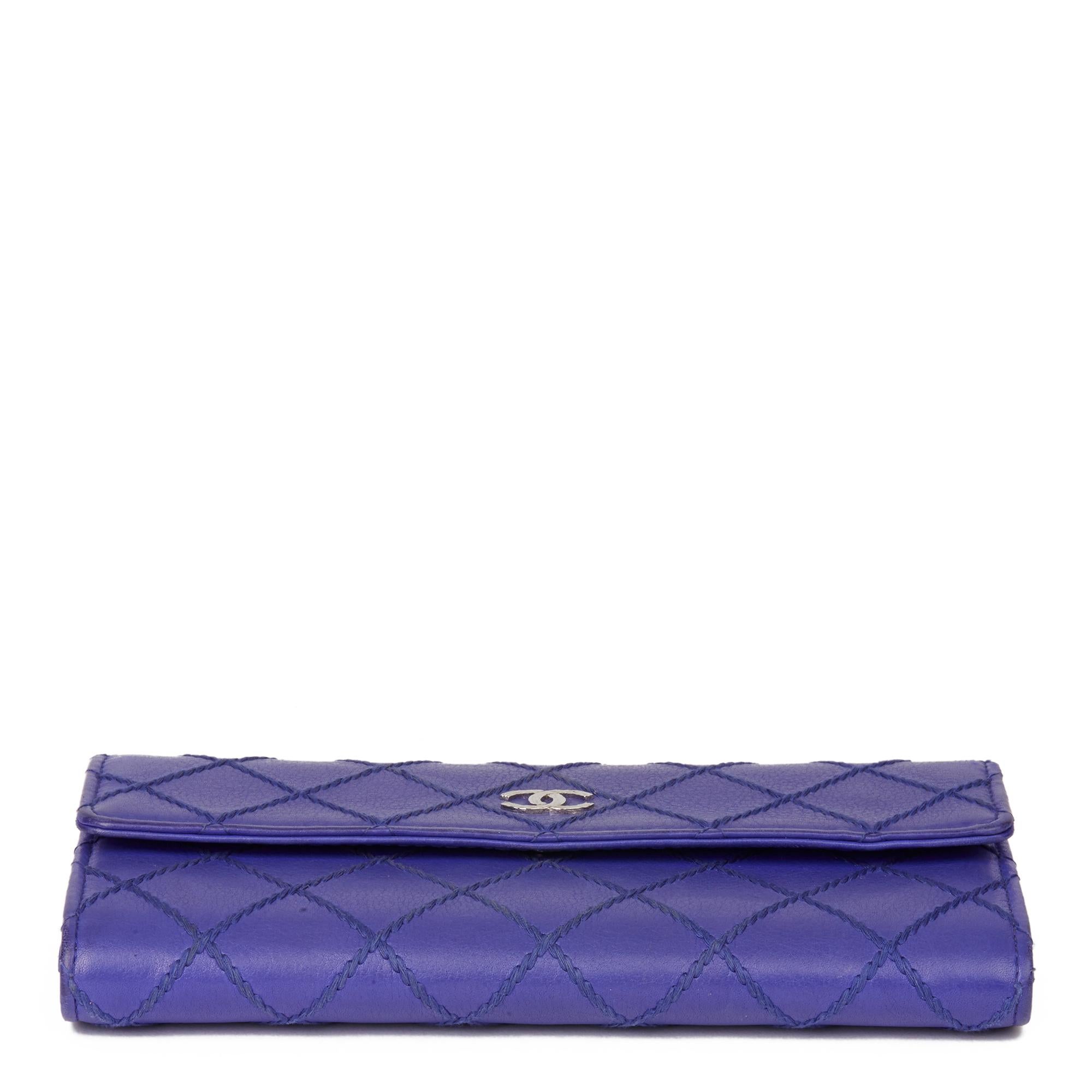 2014 Chanel Electric Blue Quilted Lambskin Wallet 1