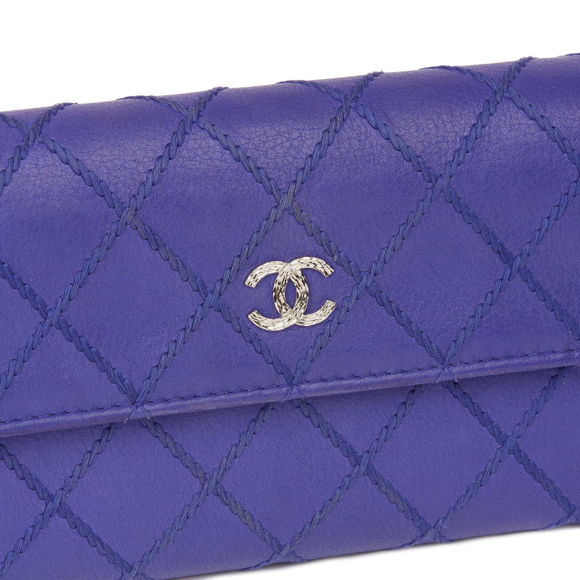 2014 Chanel Electric Blue Quilted Lambskin Wallet 2