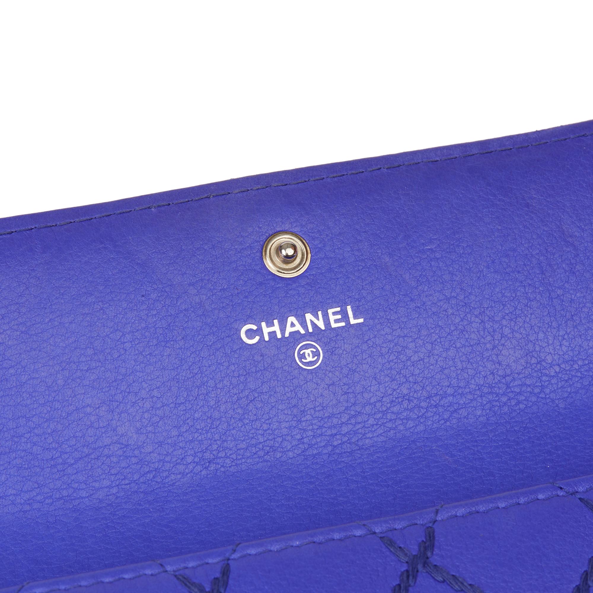2014 Chanel Electric Blue Quilted Lambskin Wallet 3