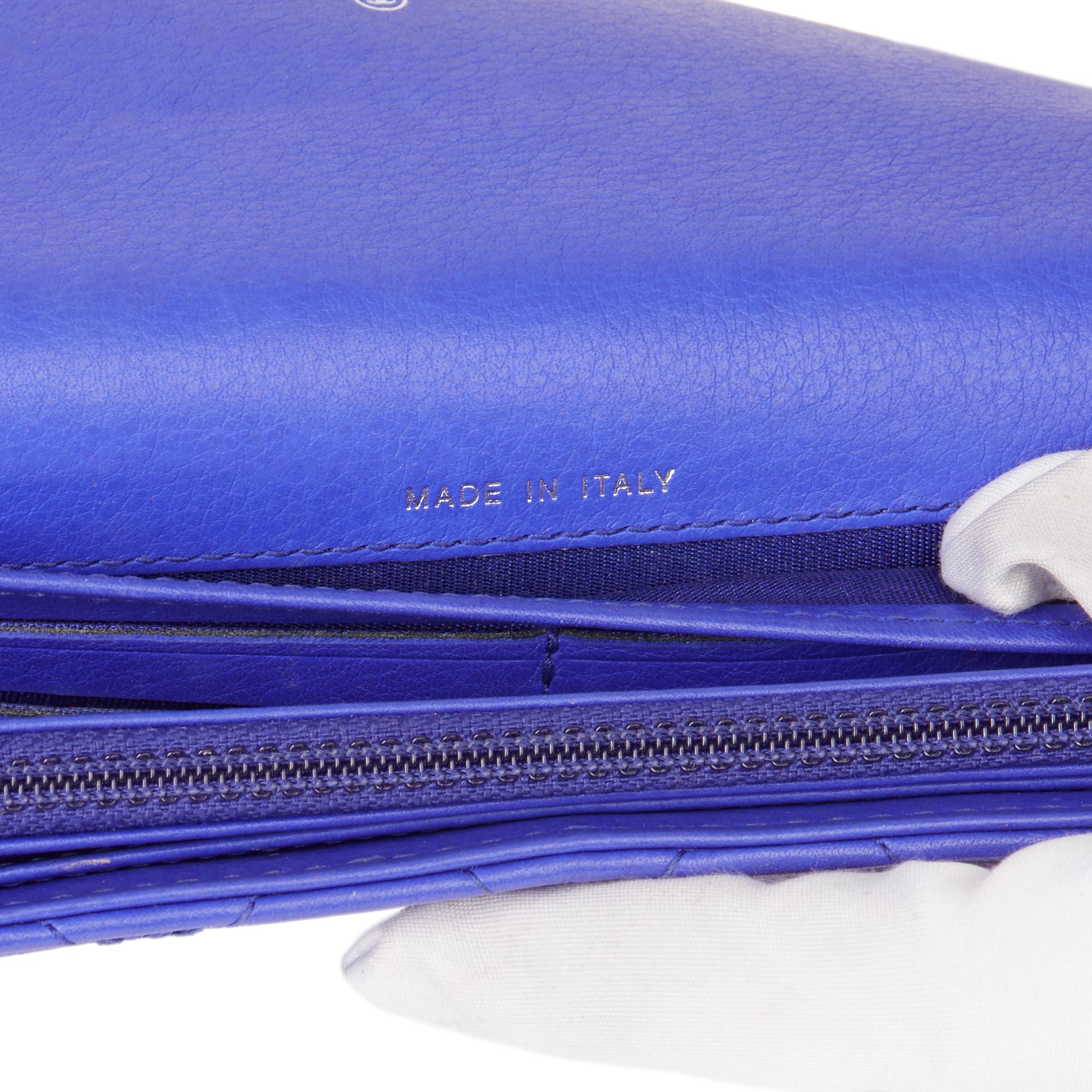 2014 Chanel Electric Blue Quilted Lambskin Wallet 4