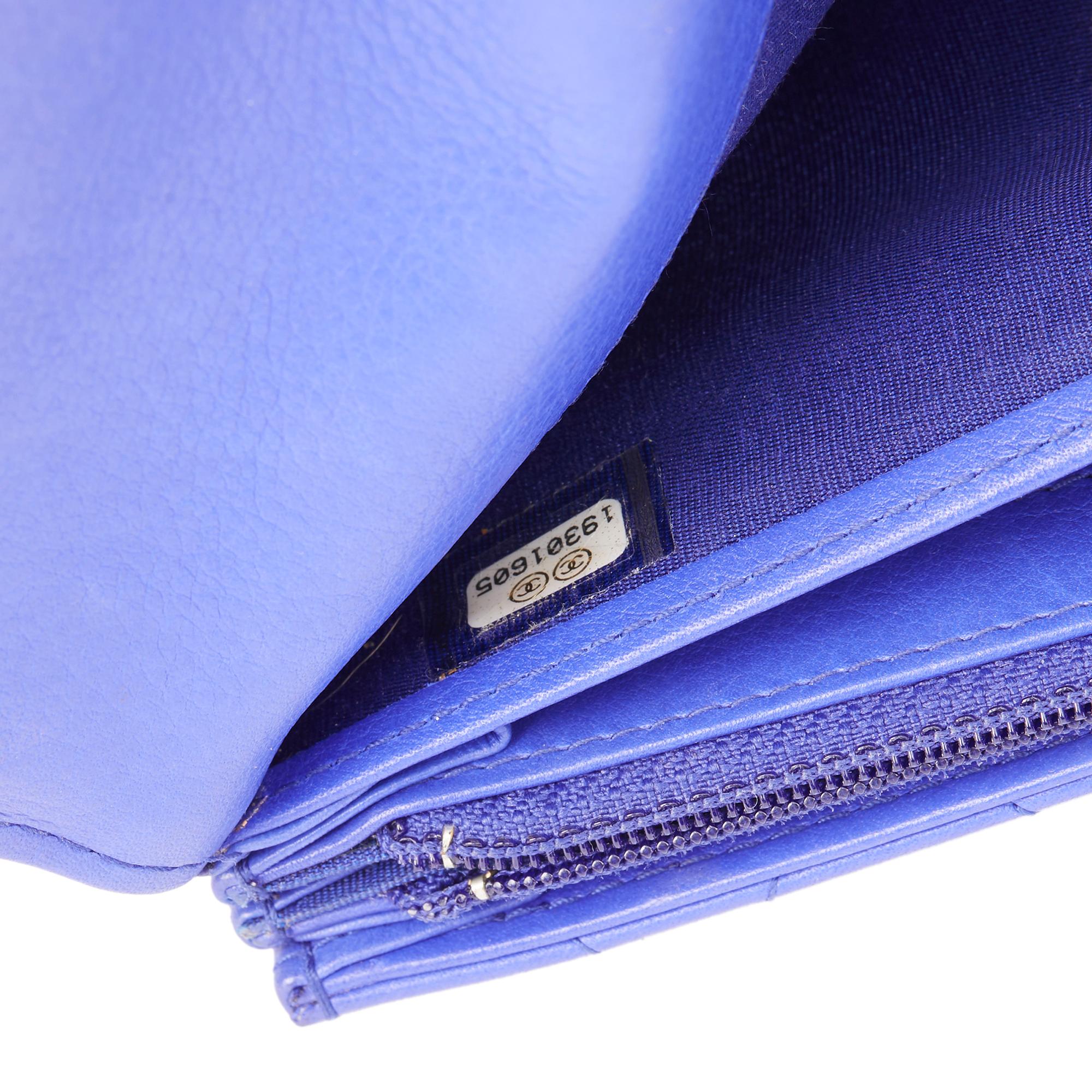 2014 Chanel Electric Blue Quilted Lambskin Wallet 5