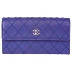 2014 Chanel Electric Blue Quilted Lambskin Wallet 