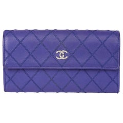 2014 Chanel Electric Blue Quilted Lambskin Wallet