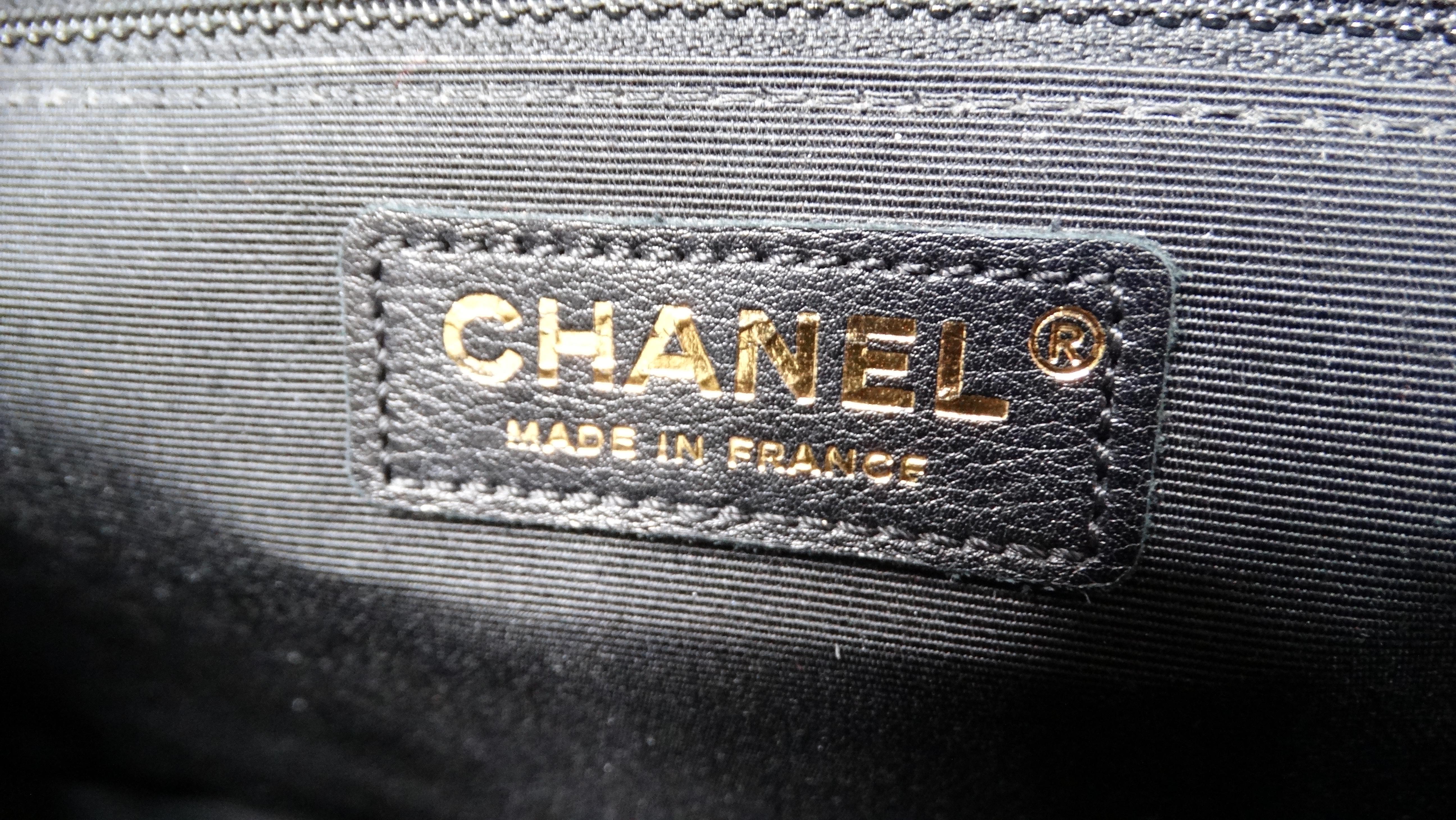 2014 Chanel Elegant CC Tan & Schwarze gesteppte Lammfell-Klappentasche mit Klappe im Angebot 7