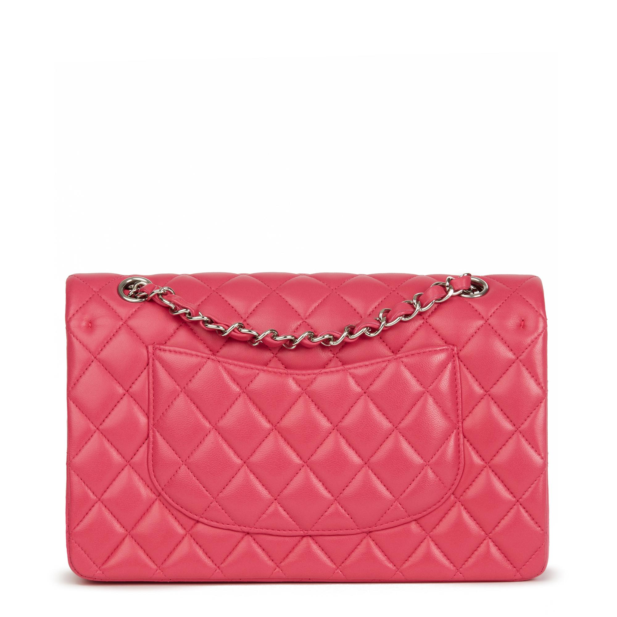 2014 Chanel Fuchsia Quilted Lambskin Medium Classic Double Flap Bag In Excellent Condition In Bishop's Stortford, Hertfordshire