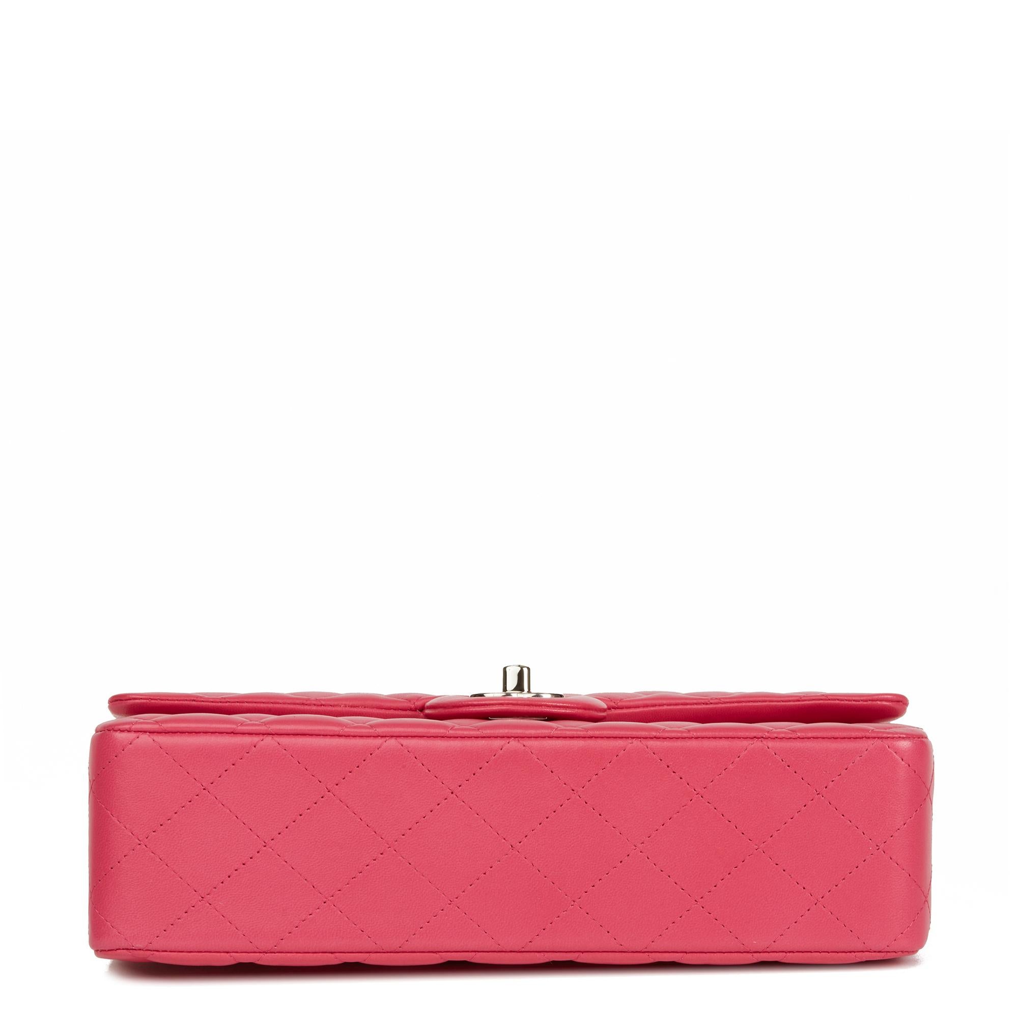 Women's 2014 Chanel Fuchsia Quilted Lambskin Medium Classic Double Flap Bag