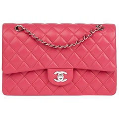 2014 Chanel Fuchsia Quilted Lambskin Medium Classic Double Flap Bag