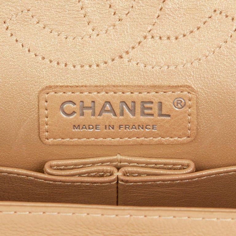 2014 Chanel Gold Aged Metallic Calfskin Charms 2.55 Reissue 224 Double