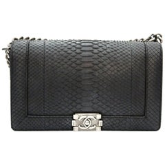 2014 Chanel Grey Leather Boy Bag