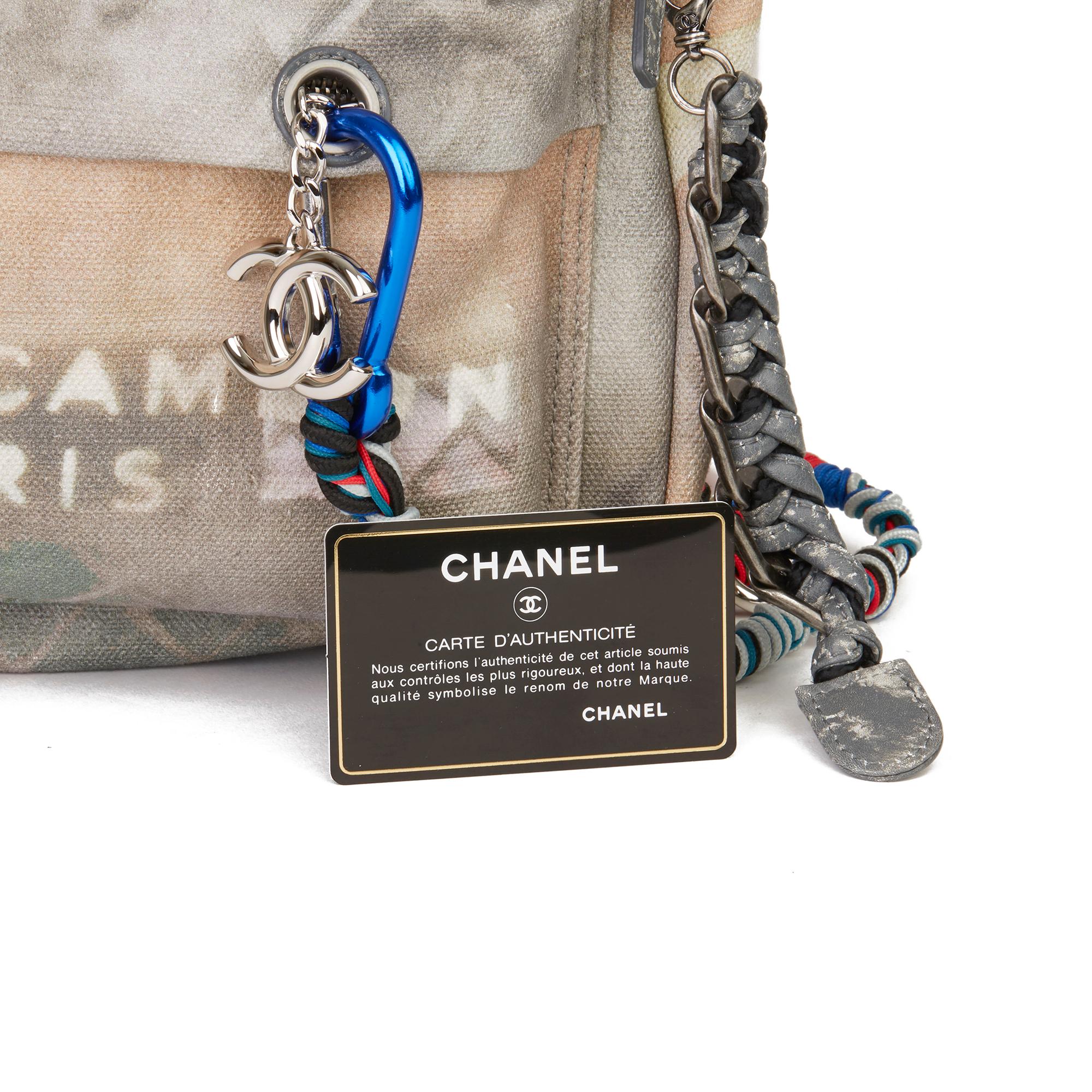 2014 Chanel Grey Painted Canvas Medium Graffiti Backpack 4