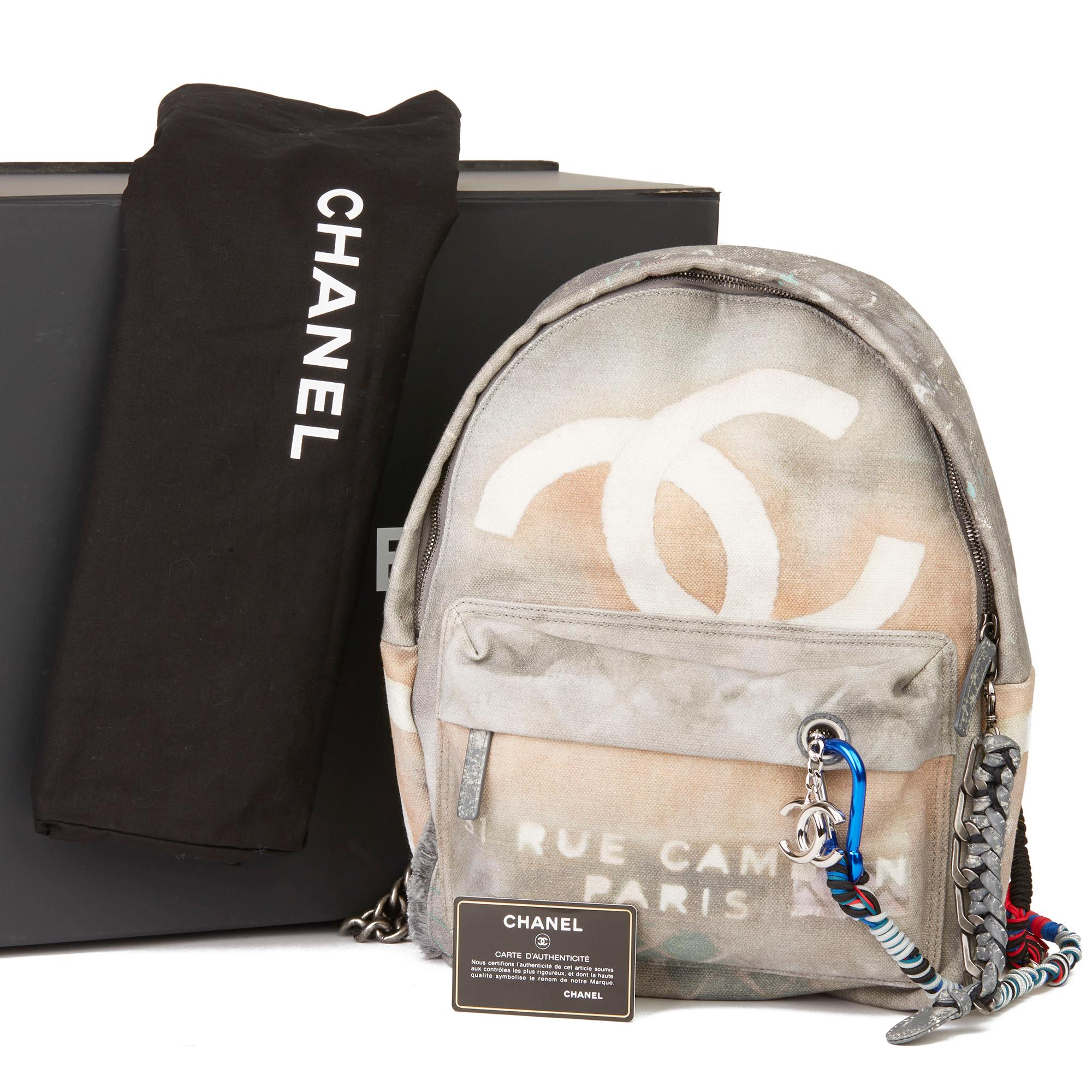 2014 Chanel Grey Painted Canvas Medium Graffiti Backpack 5