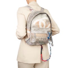 2014 Chanel Grey Painted Canvas Medium Graffiti Backpack