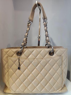 2014 Chanel GST Tote sac à bandoulière en cuir caviar beige