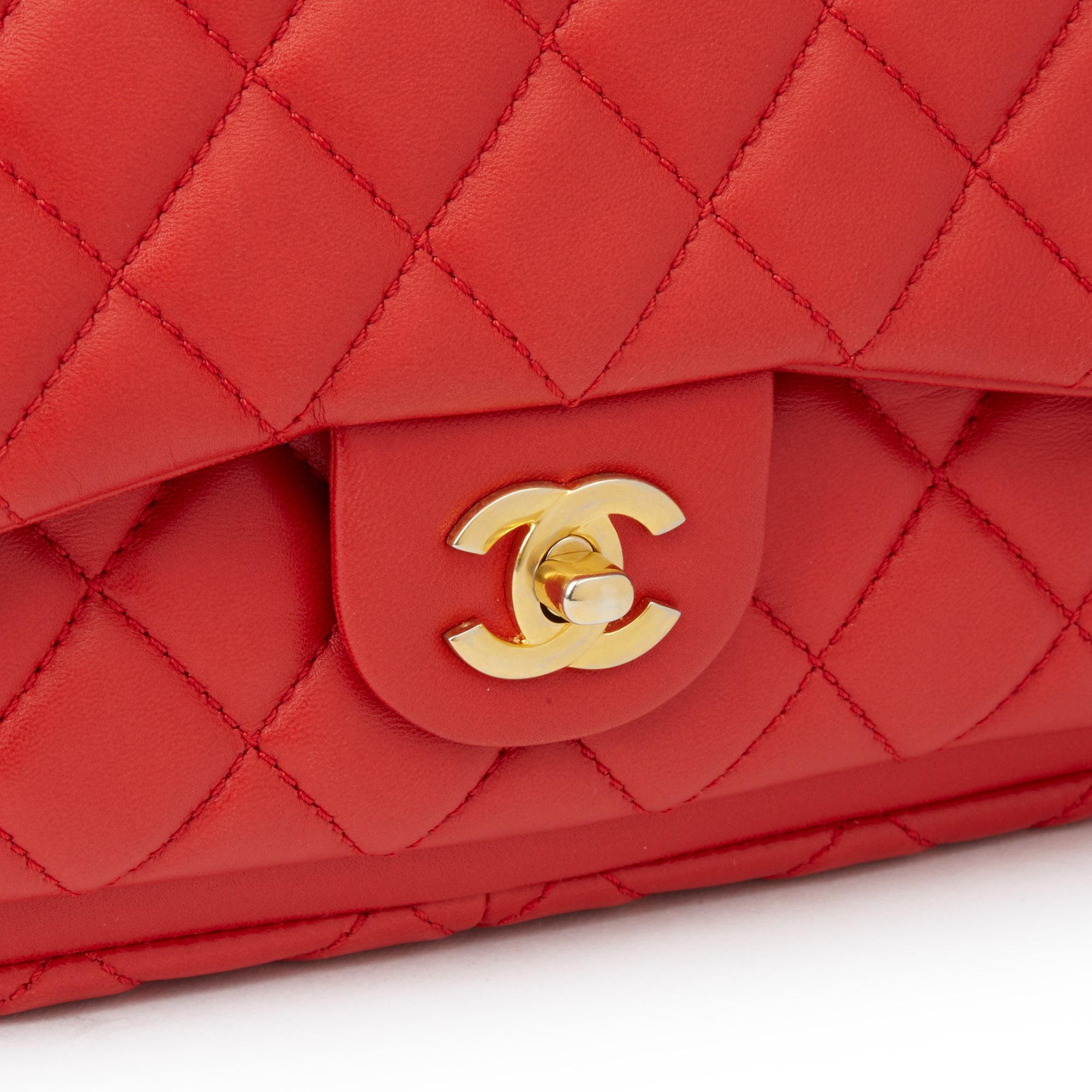 2014 Chanel Lipstick Red Quilted Lambskin Classic Single Flap Bag 2