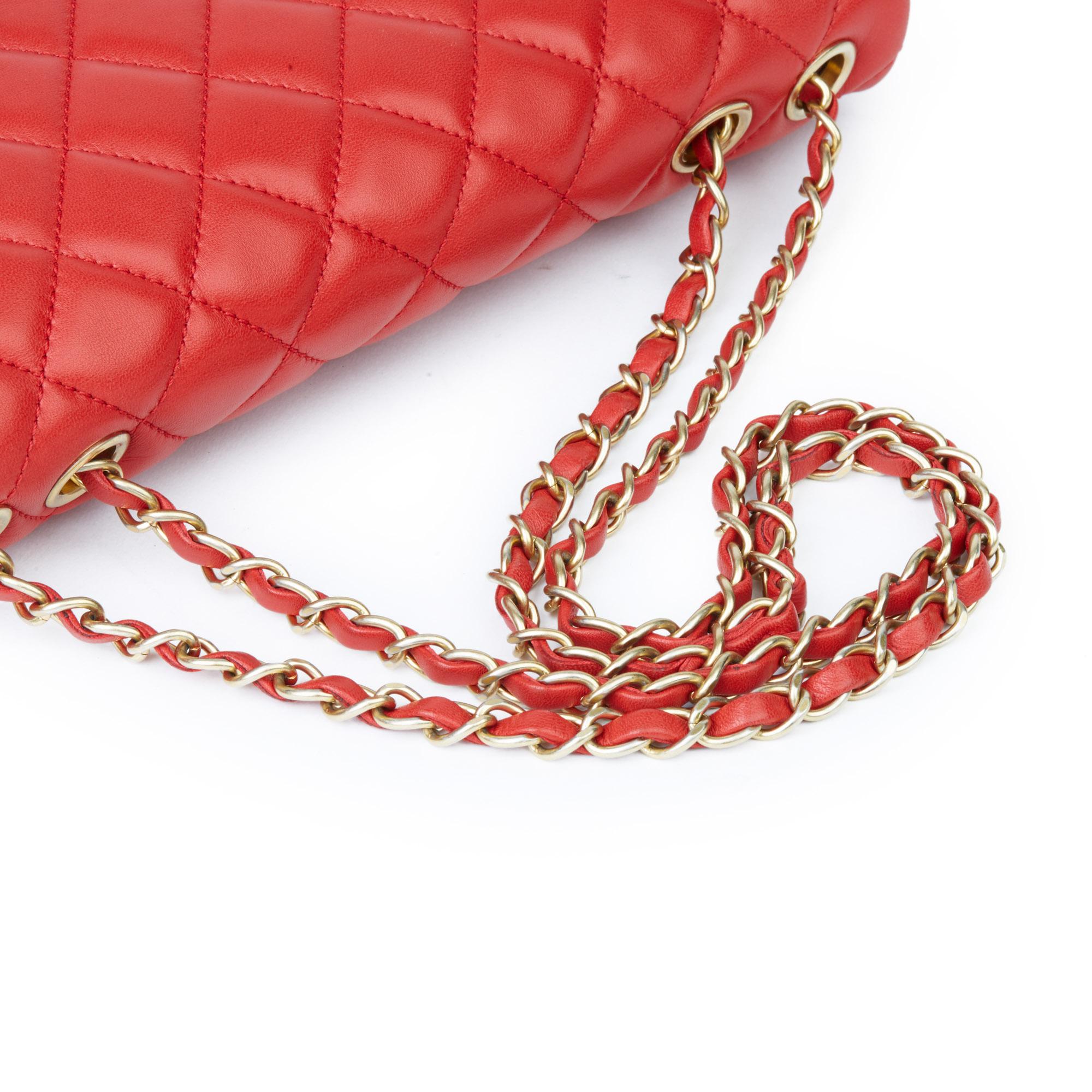 2014 Chanel Lipstick Red Quilted Lambskin Classic Single Flap Bag 3