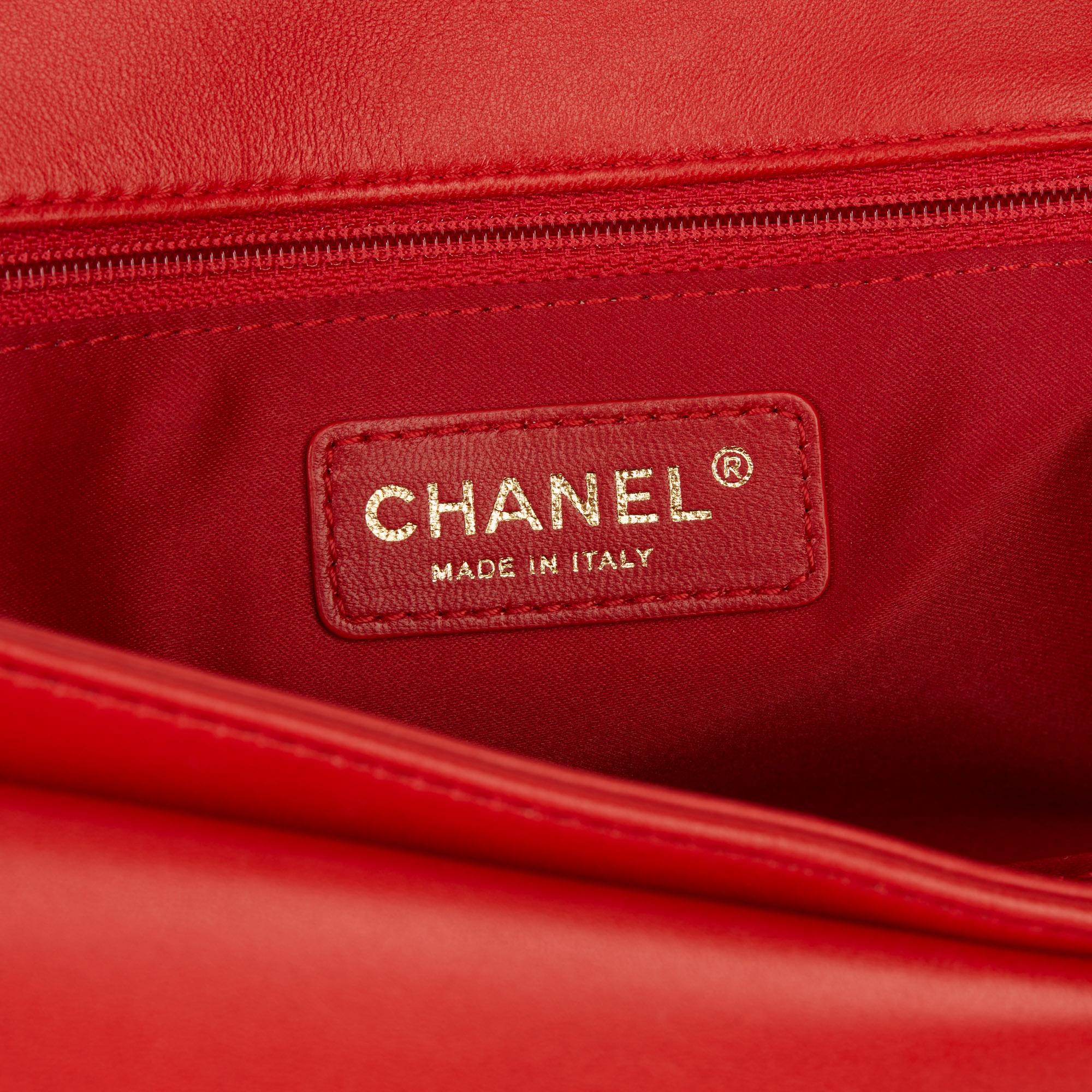 2014 Chanel Lipstick Red Quilted Lambskin Classic Single Flap Bag 5