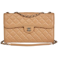 2014 Chanel Mocha Quilted Lambskin Classic Single Flap Bag