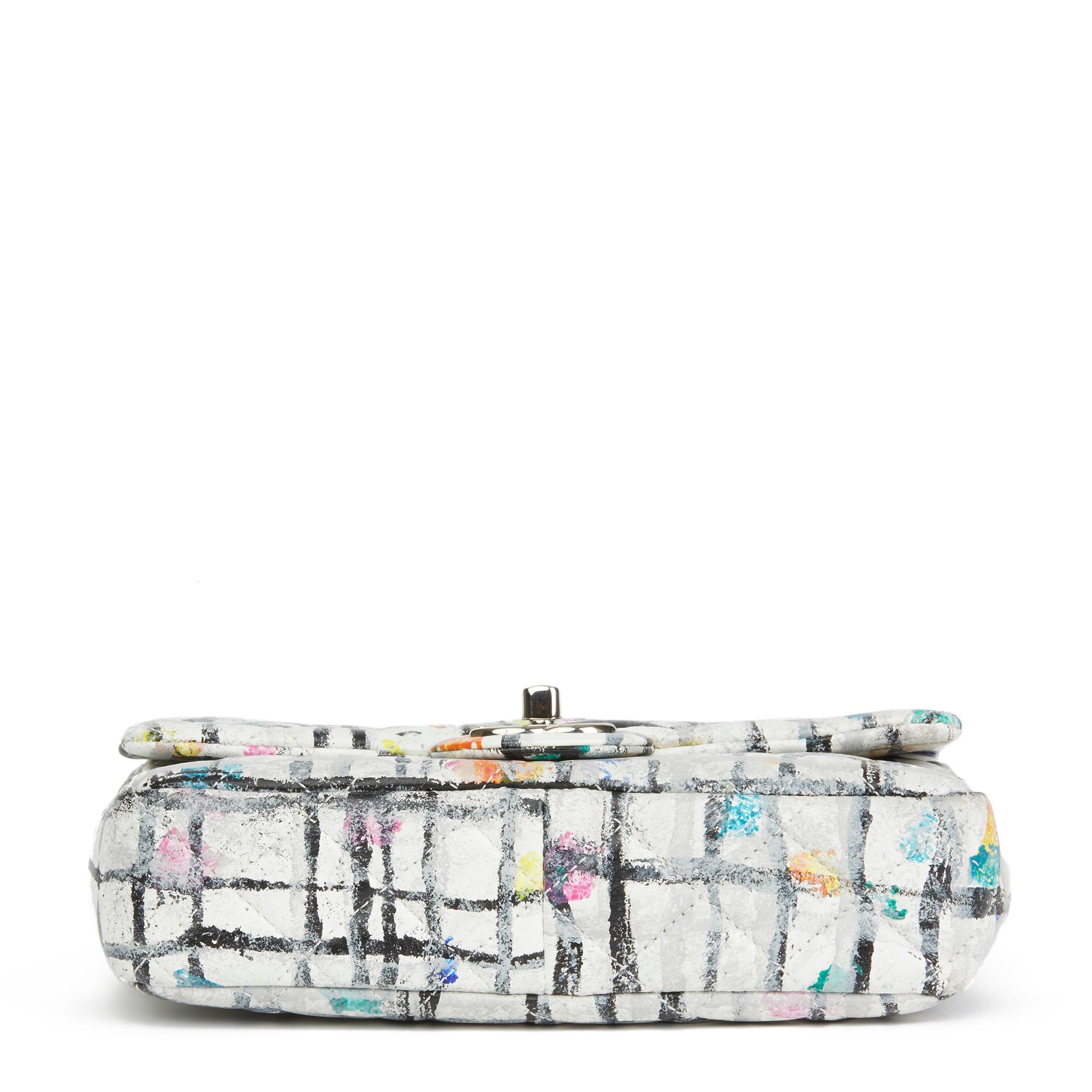 Gray 2014 Chanel Multicolour Hand-painted Quilted Lambskin Graffiti Mini Flap Bag