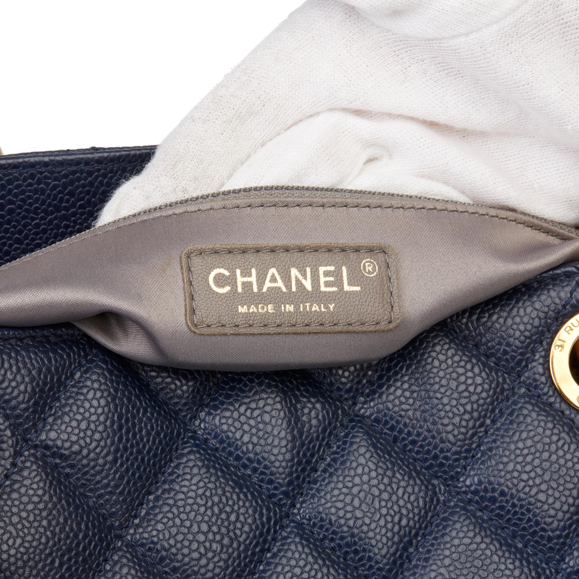 2014 Chanel Navy Quilted Caviar Leather Grand Shopping Tote XL GST 3