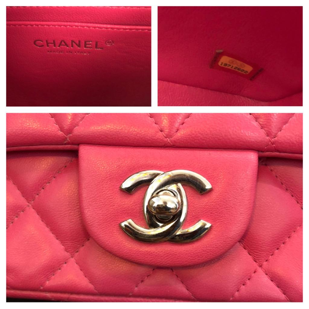 2014 CHANEL Pink Lambskin Leather Mini Flap Bag 3