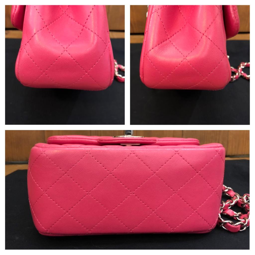 2014 CHANEL Pink Lambskin Leather Mini Flap Bag In Good Condition In Bangkok, TH