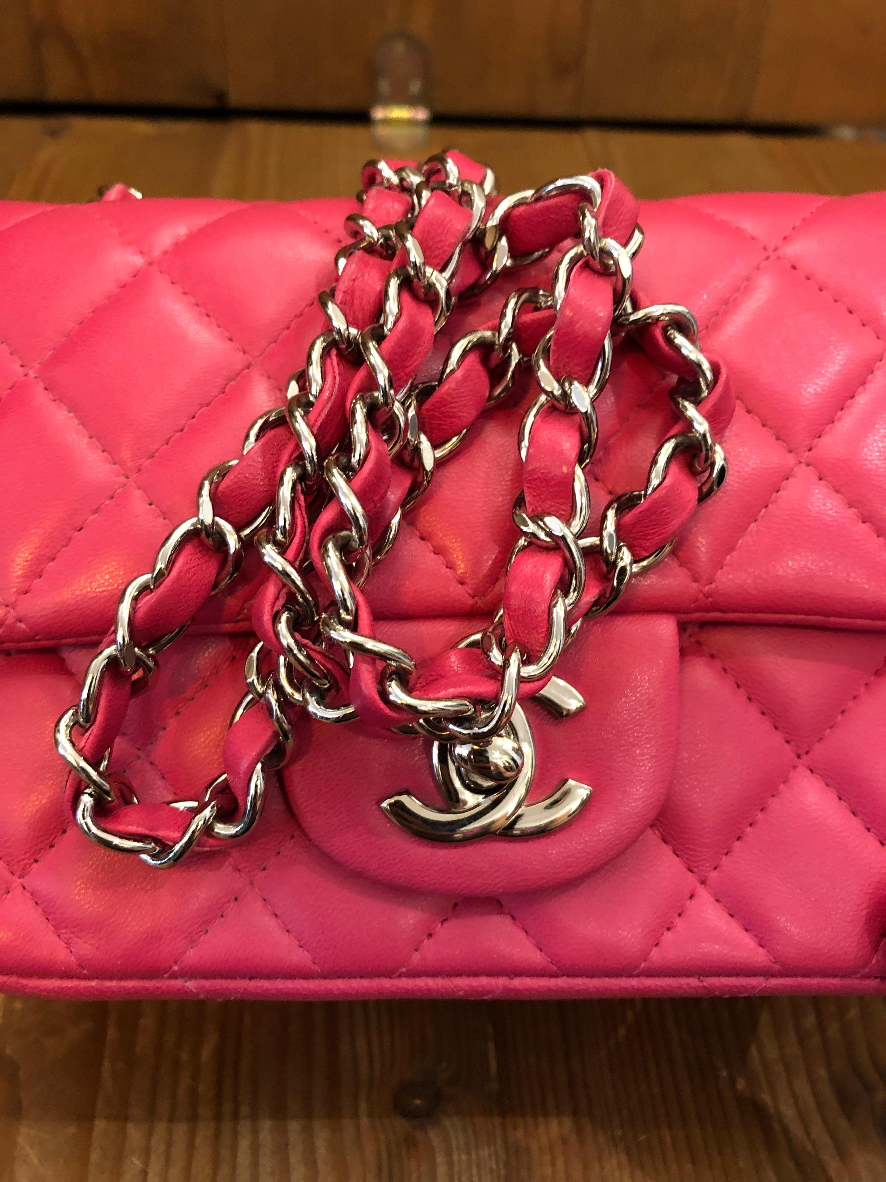 2014 CHANEL Pink Lambskin Leather Mini Flap Bag 1