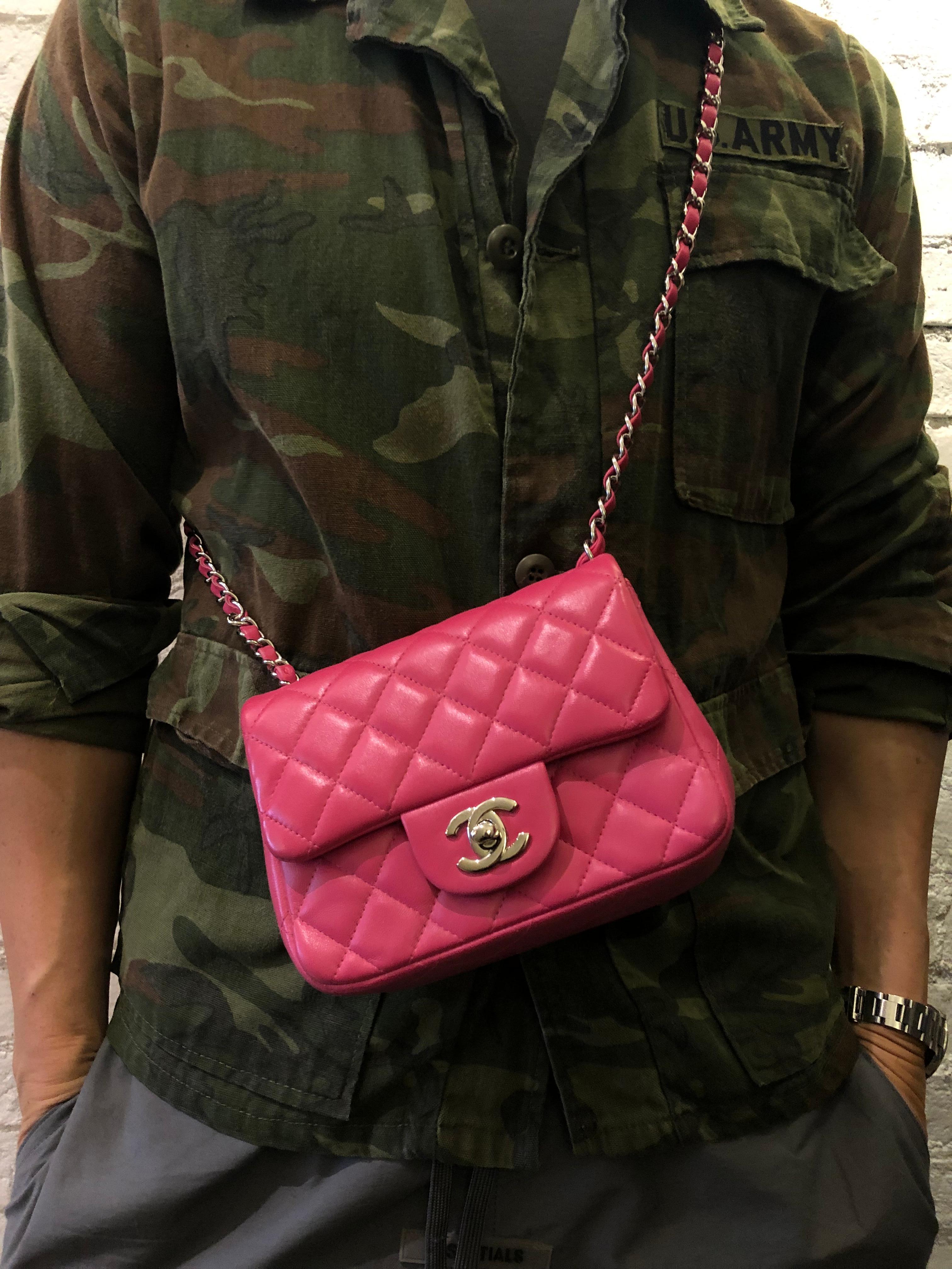 2014 CHANEL Pink Lambskin Leather Mini Flap Bag 2