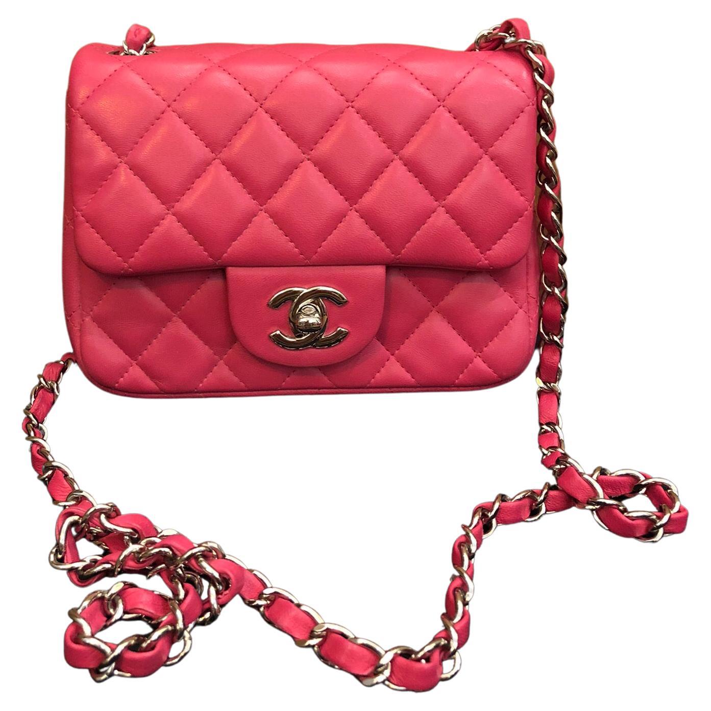 2014 CHANEL Pink Lambskin Leather Mini Flap Bag at 1stDibs