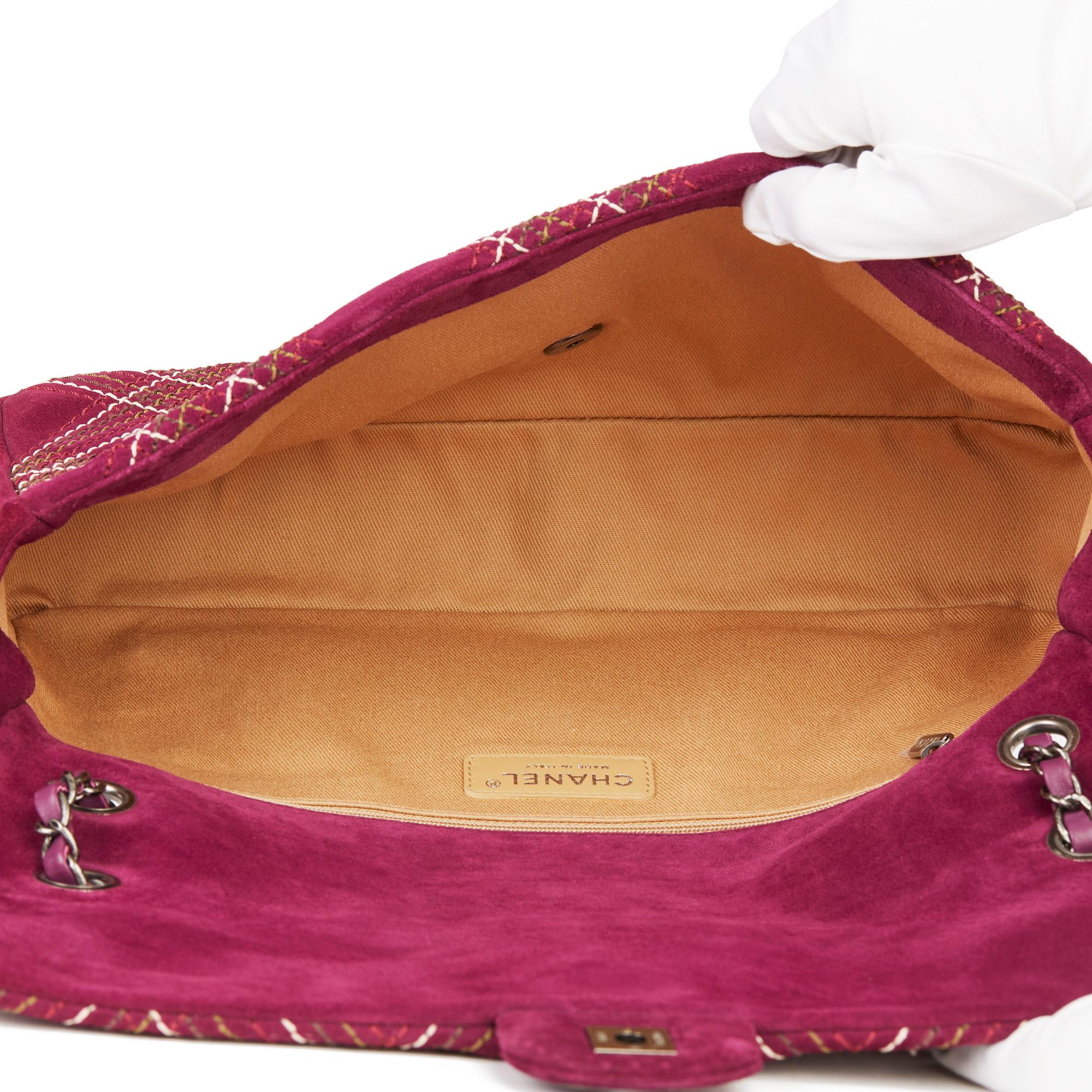 2014 Chanel Purple Heavy-Stitch Quilted Velvet Classic Single Flap Bag 6