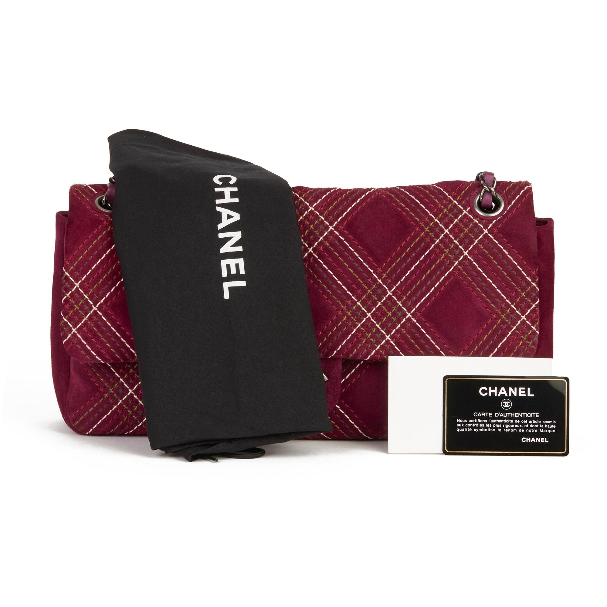 2014 Chanel Purple Heavy-Stitch Quilted Velvet Classic Single Flap Bag 7