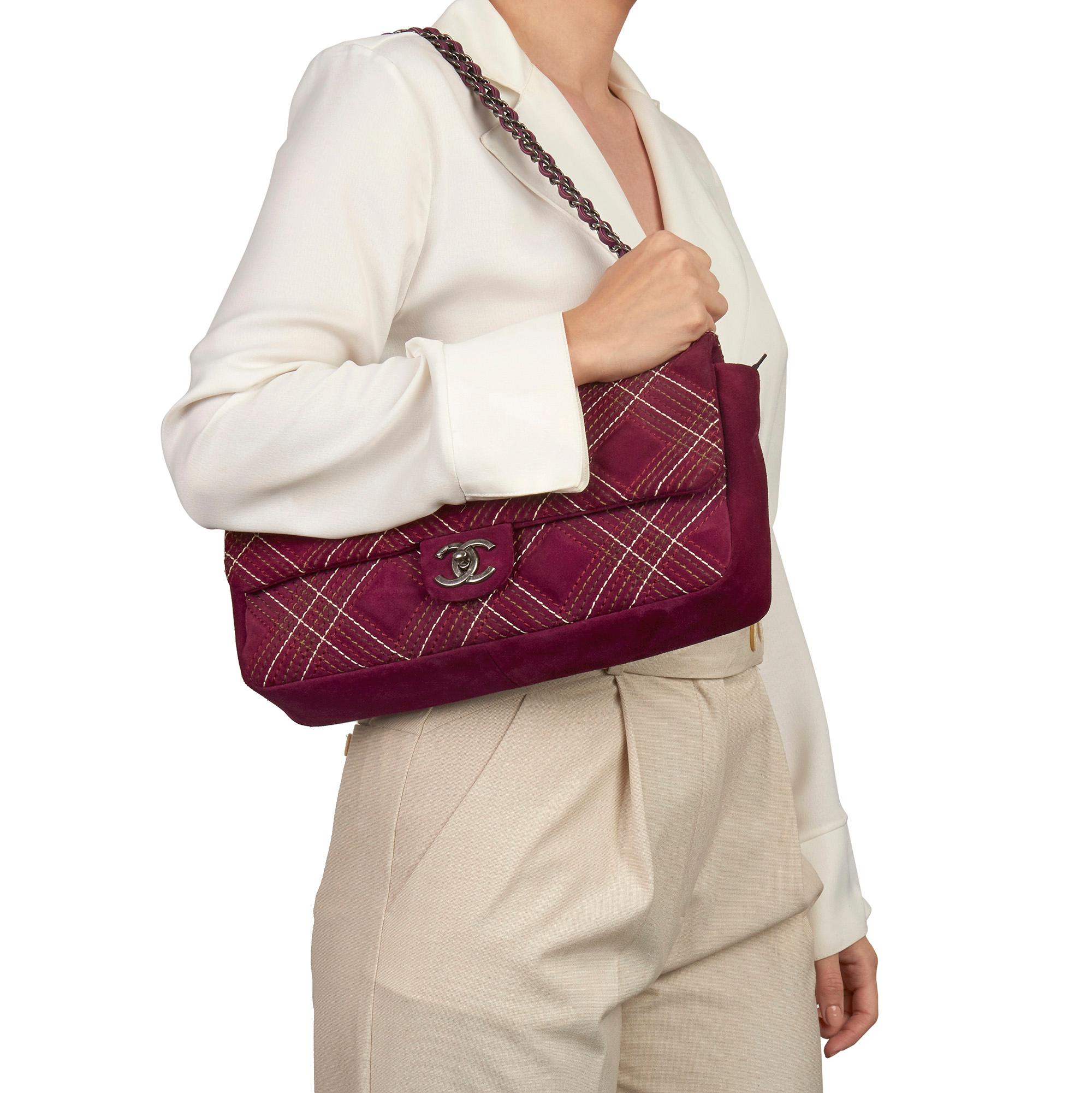 CHANEL 
Purple Heavy-Stitch Quilted Velvet Classic Single Flap Bag

Xupes Reference: HB3041
Serial Number: 18107069
Age (Circa): 2014
Accompanied By: Chanel Dust Bag, Authenticity Card, Care Booklet
Authenticity Details: Serial Sticker, Authenticity