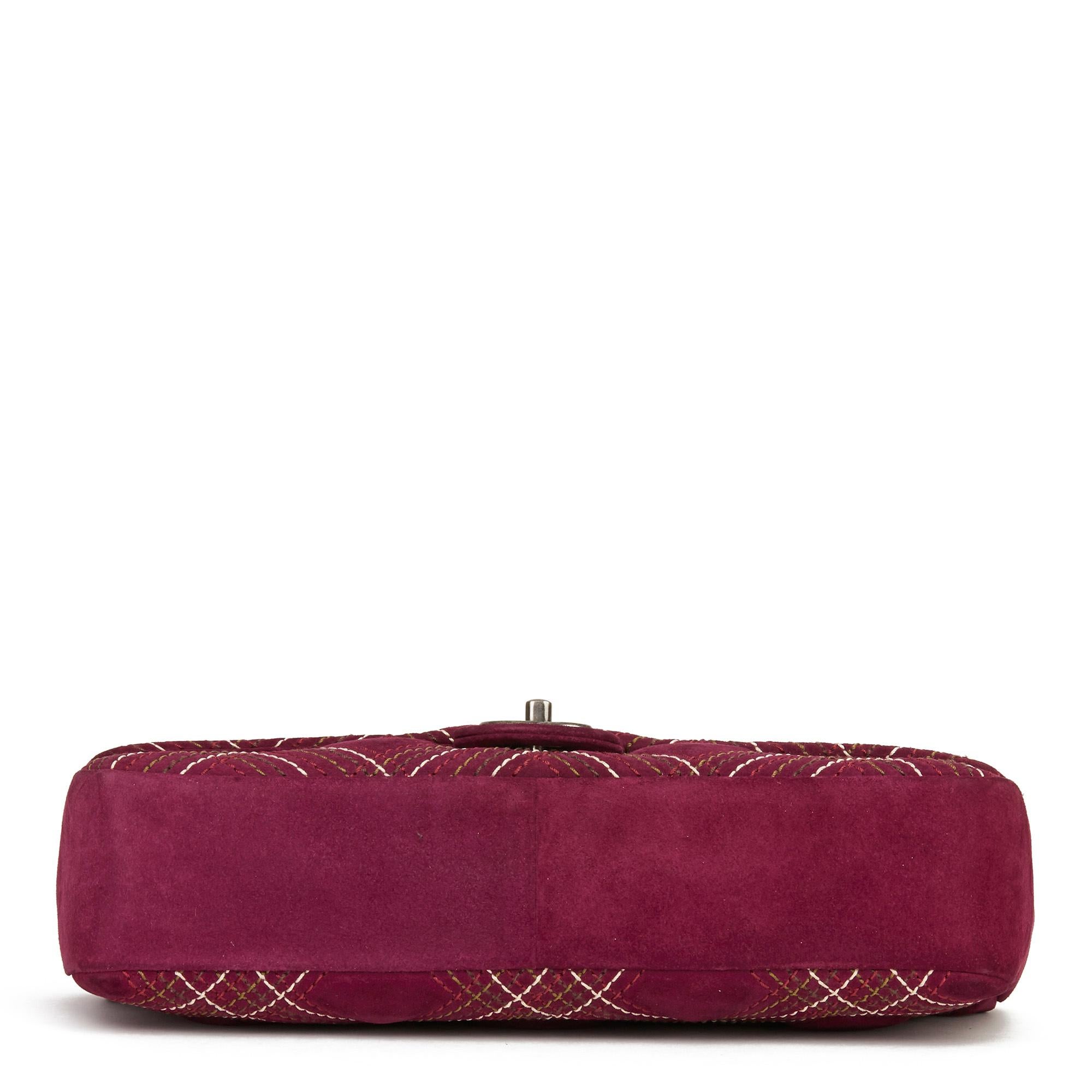 2014 Chanel Purple Heavy-Stitch Quilted Velvet Classic Single Flap Bag 1